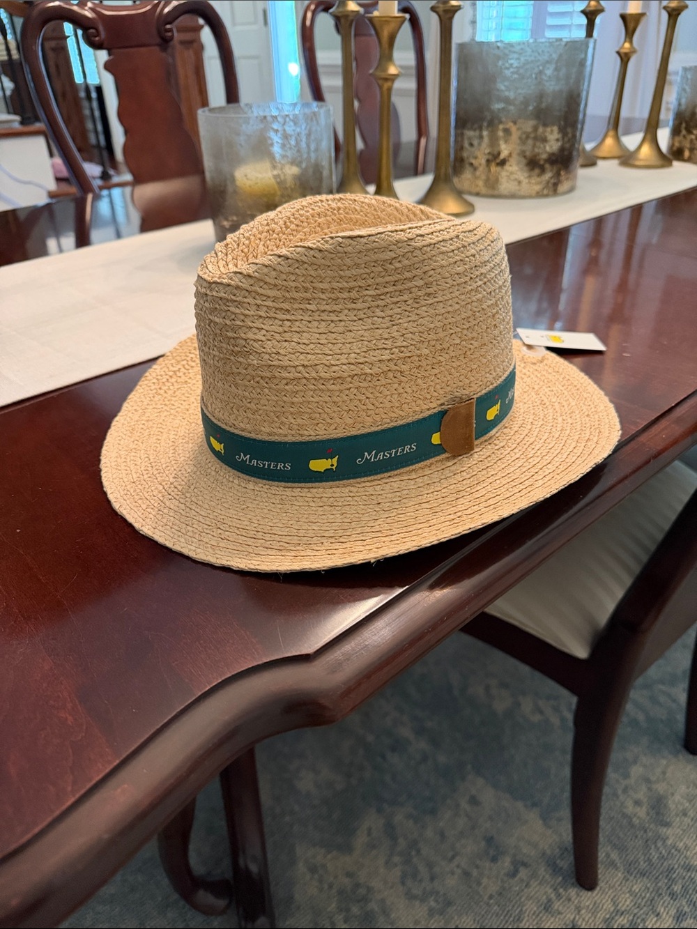 Masters Straw Trilby Hat with Green Branded Band